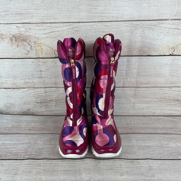 Coach Jolt Signature Puff Womens Sz 10B Snow Boots Pink Purple - Picture 3 of 9